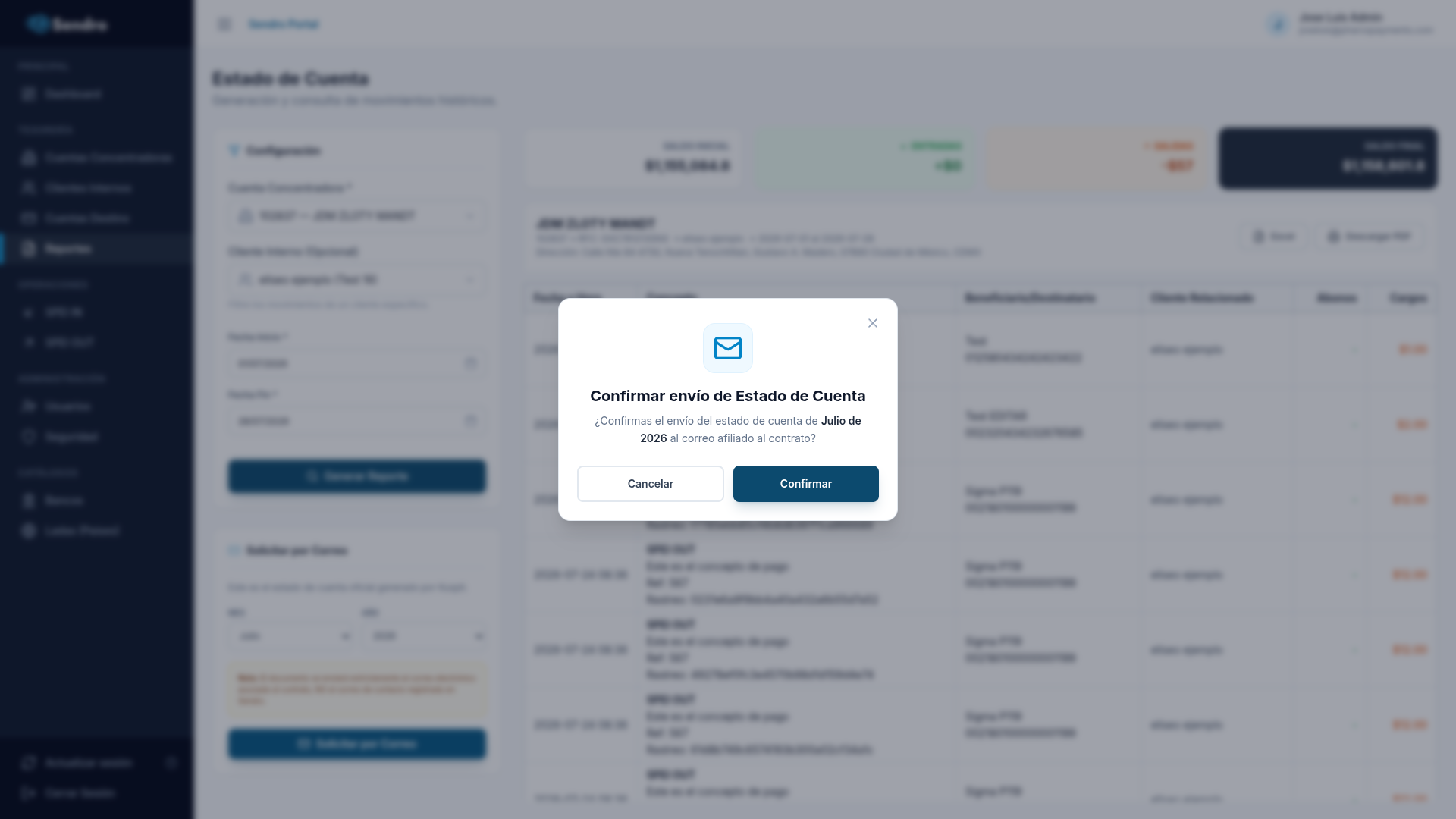 Modal para Solicitar Estado de Cuenta Oficial Kuspit por Correo